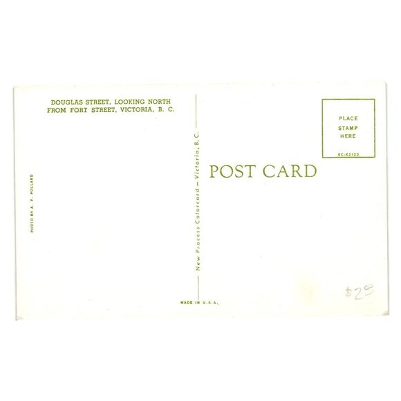 Douglas Street Victoria BC Looking North From Fort Street Vintage Postcard - Picture 2 of 2